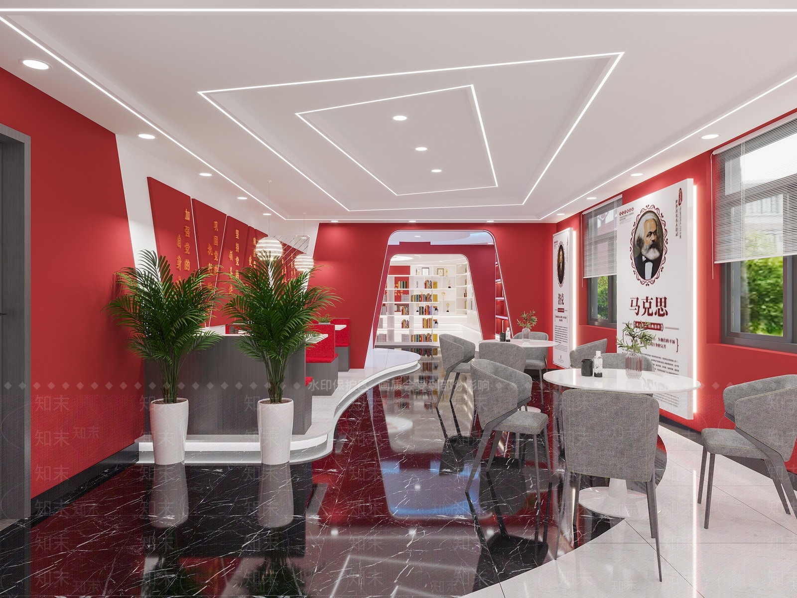 现代党建阅读室3D模型下载【ID:1106206299】