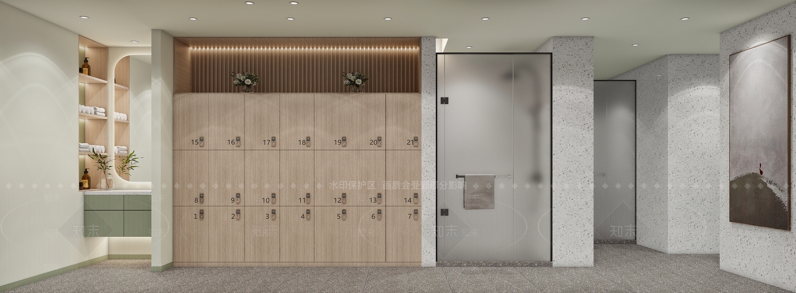现代瑜伽店更衣室3D模型下载【ID:1106211668】