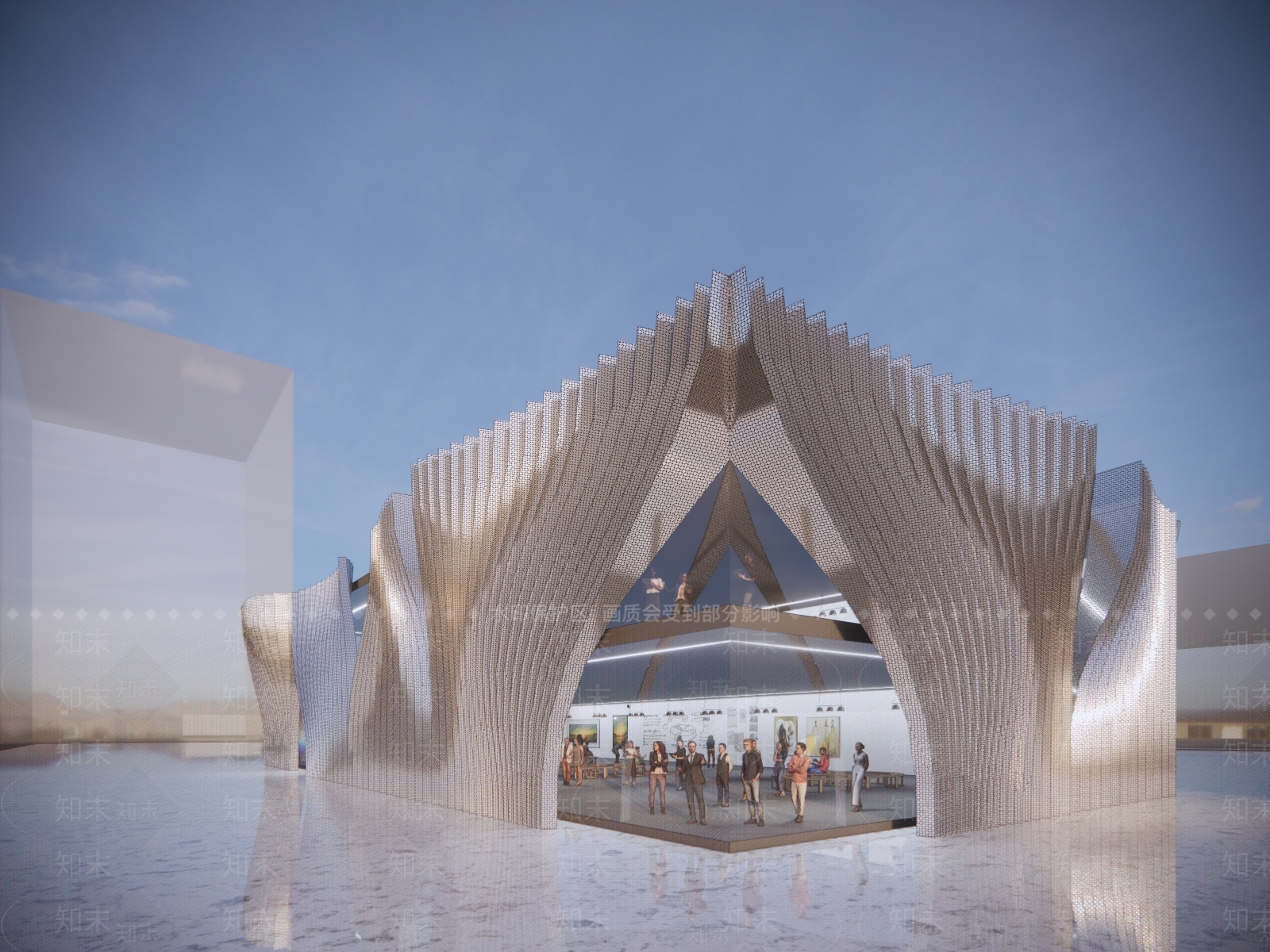 现代展览馆建筑SU模型精品下载_SketchUp模型_知末网