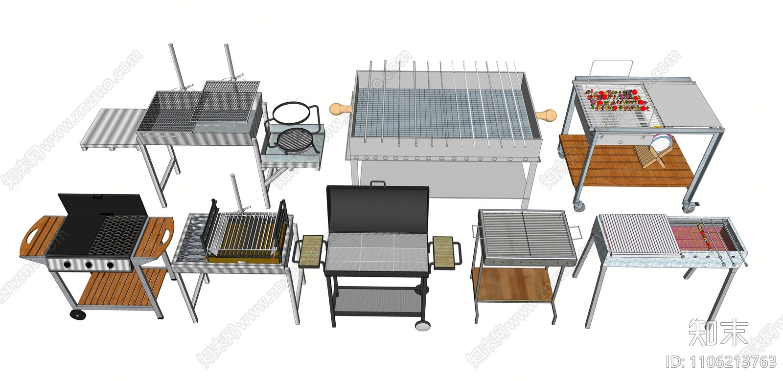 现代户外烧烤架SU模型下载【ID:1106213763】