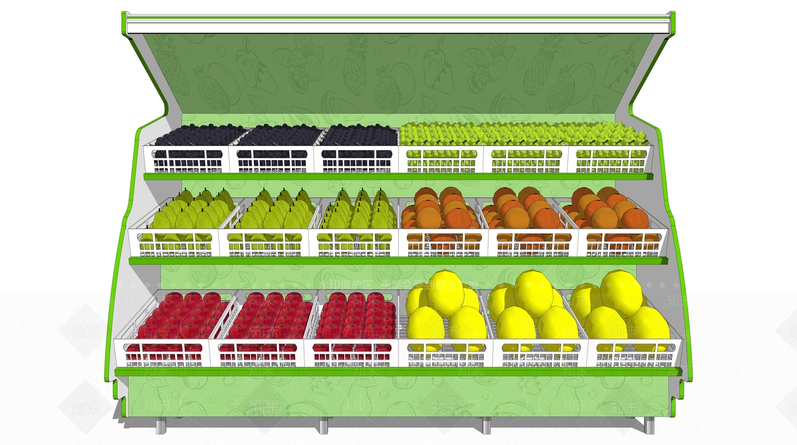 现代水果保鲜柜SU模型下载【ID:1106215604】