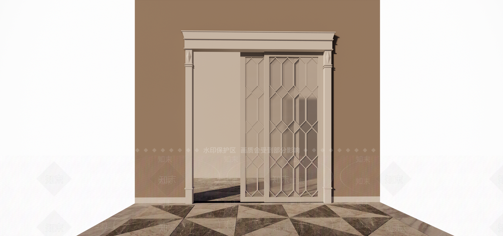 欧式玻璃推拉门SU模型下载【ID:1106217090】