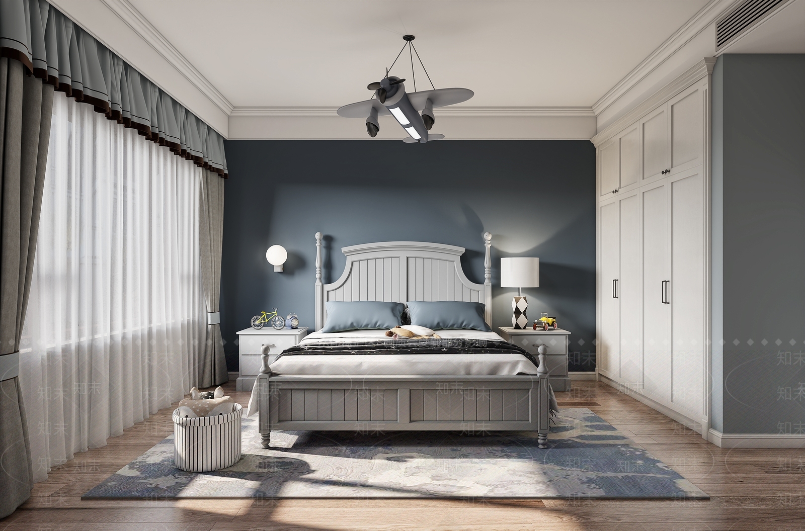 美式男孩儿童房3D模型下载【ID:1106219559】