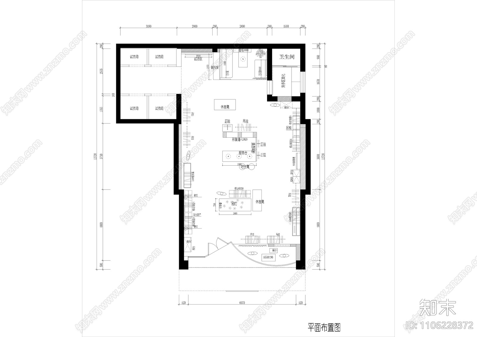 工业风男装店cad施工图下载【ID:1106228372】