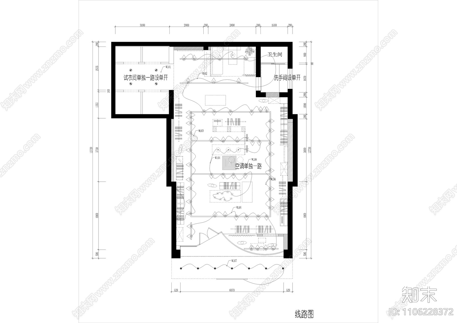 工业风男装店cad施工图下载【ID:1106228372】