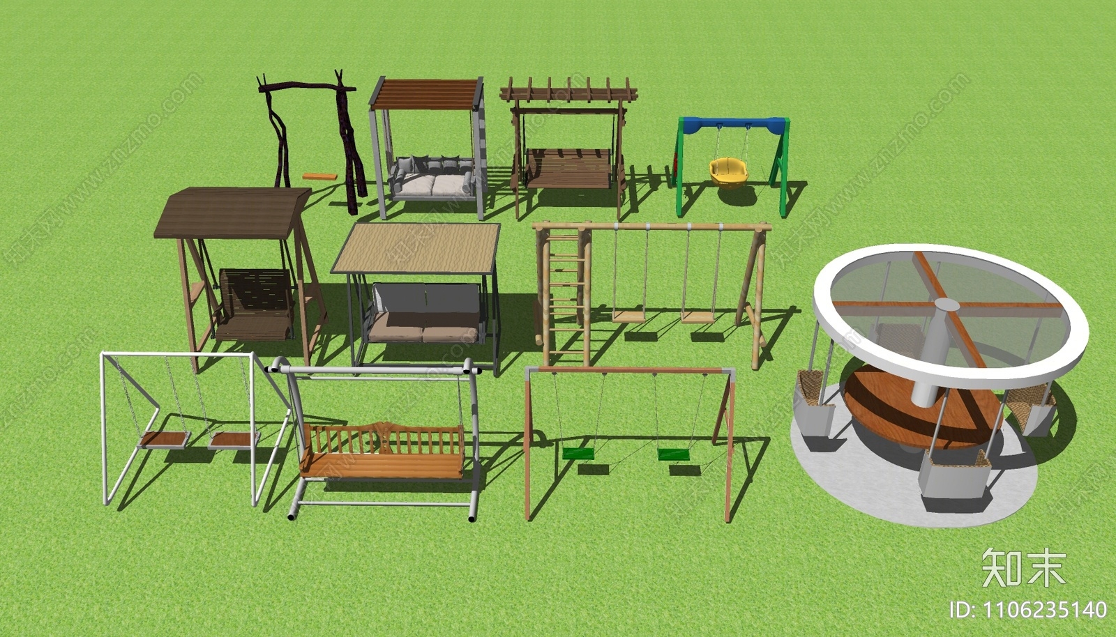 现代秋千SU模型下载【ID:1106235140】