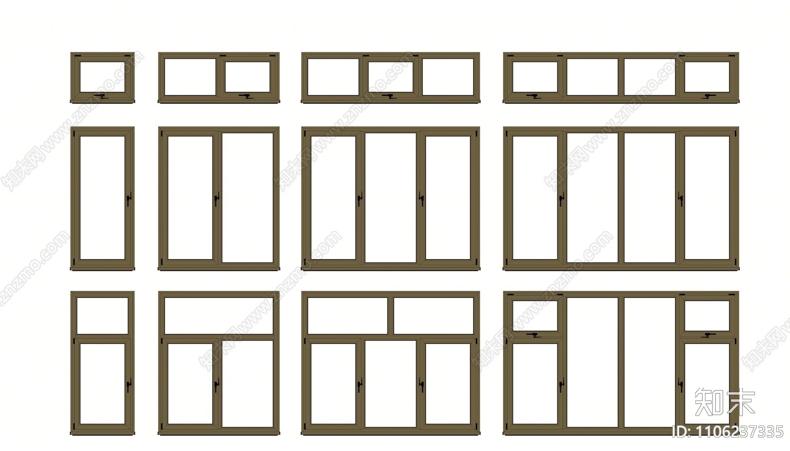 现代窗户组合SU模型下载【ID:1106237335】