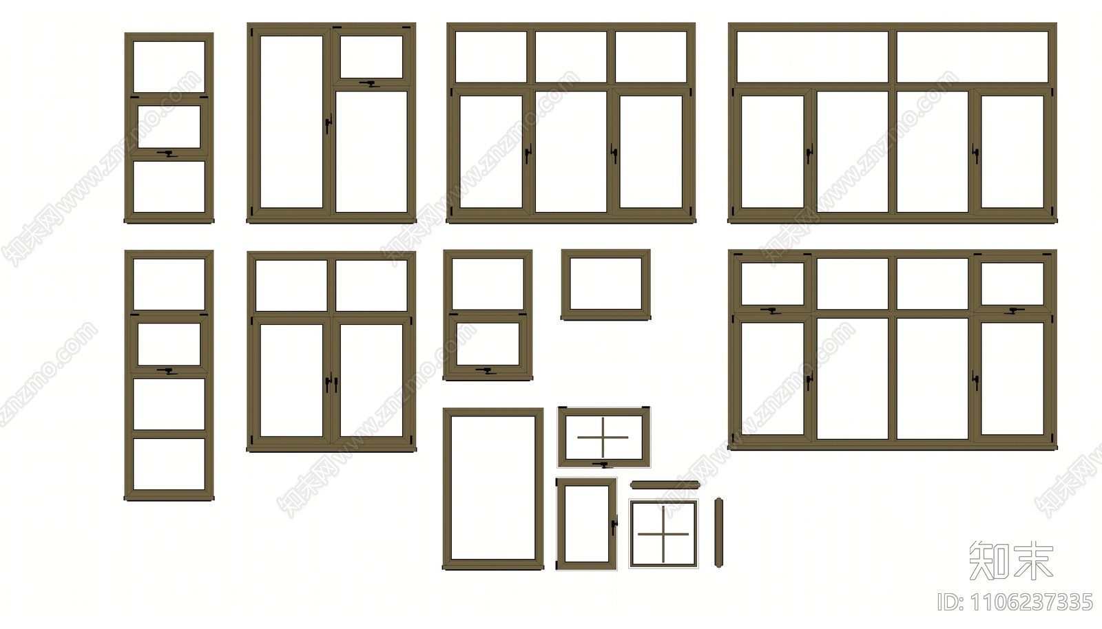 现代窗户组合SU模型下载【ID:1106237335】