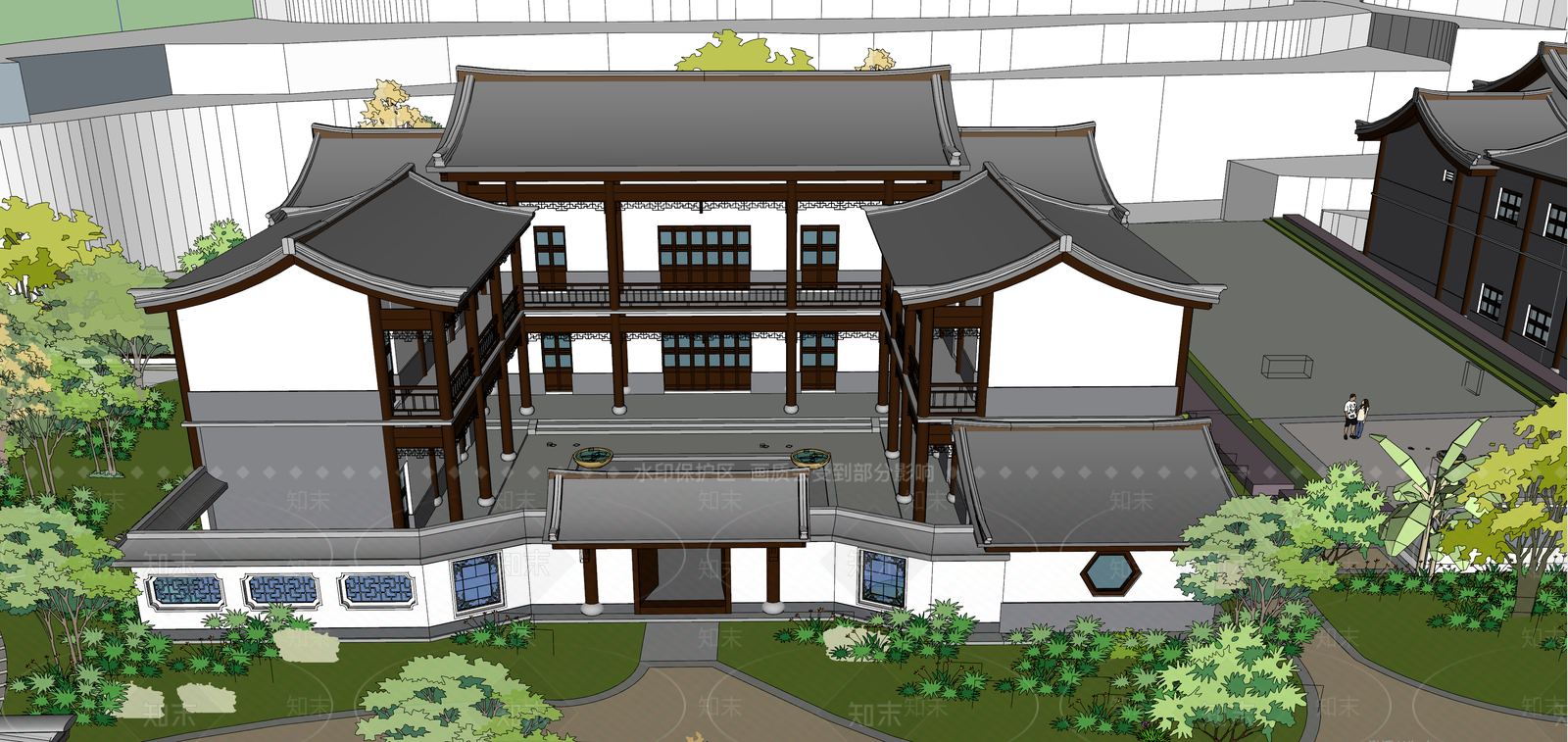 中式四合院SU模型下载【ID:1106243421】