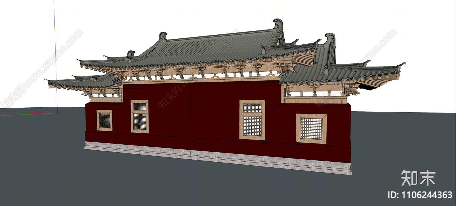 中式寺庙建筑SU模型下载【ID:1106244363】