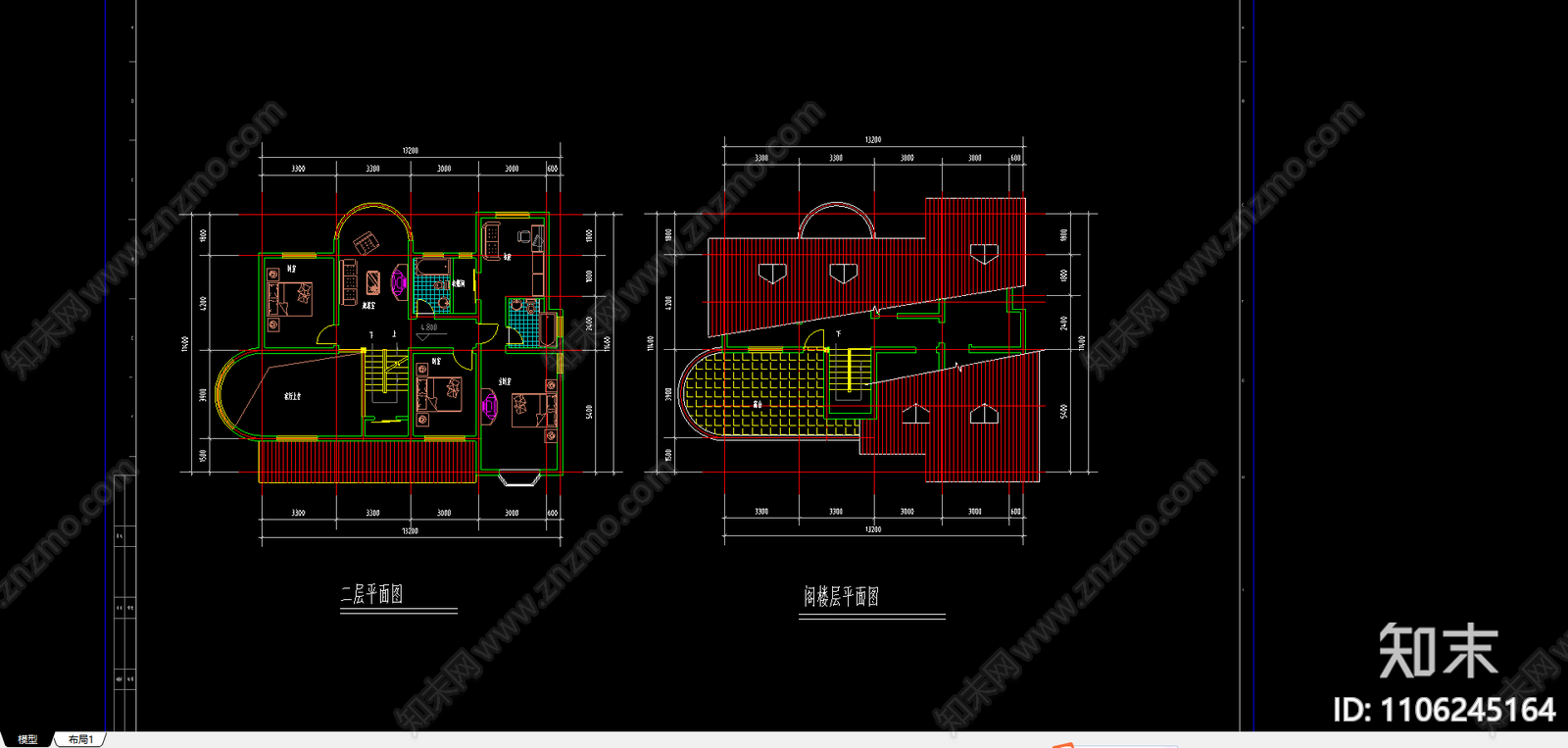 别墅户型设计方案图cad施工图下载【ID:1106245164】