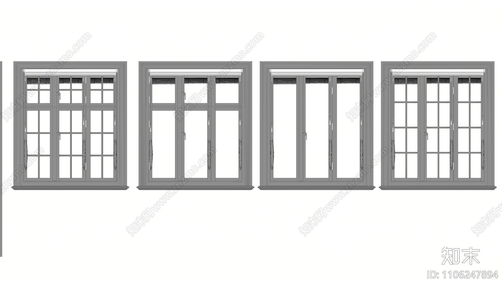 现代窗户组合SU模型下载【ID:1106247894】