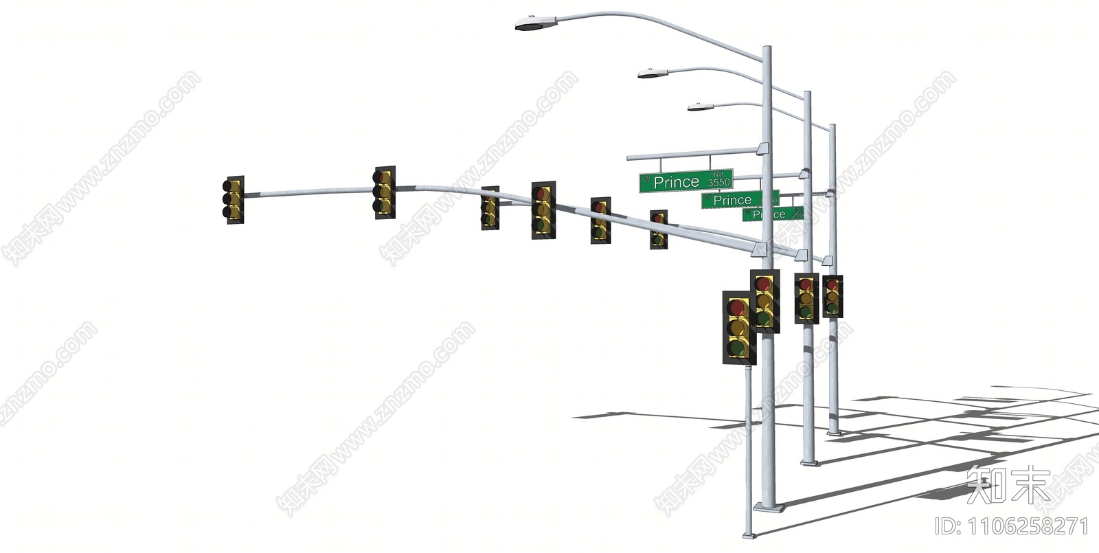 现代交通信号灯SU模型下载【ID:1106258271】