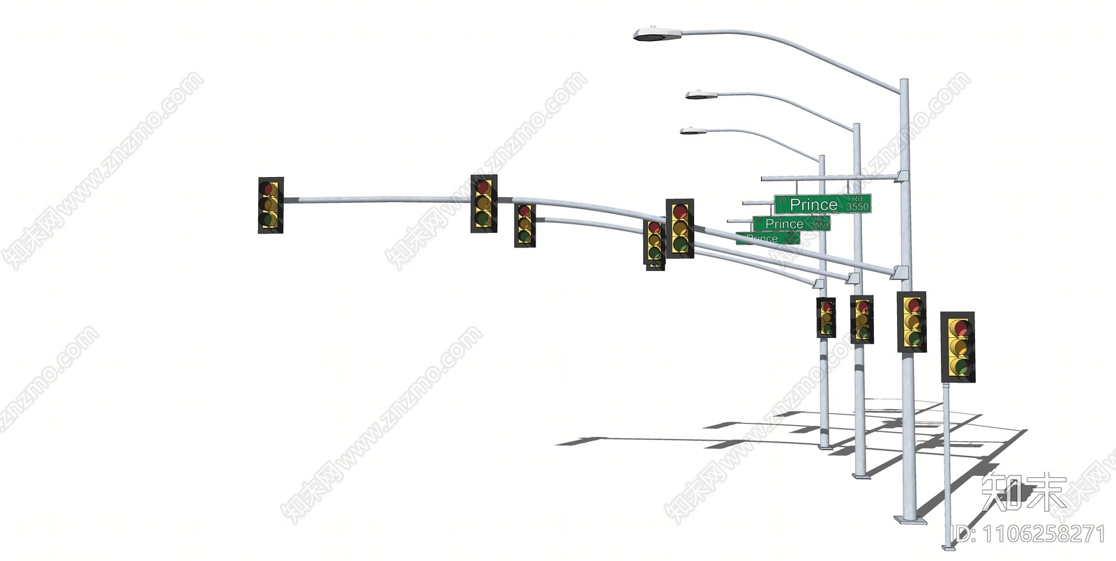 现代交通信号灯SU模型下载【ID:1106258271】