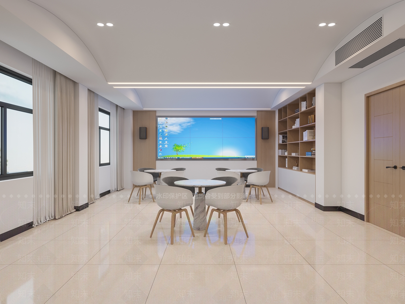 现代党建会议室3D模型下载【ID:1106259646】