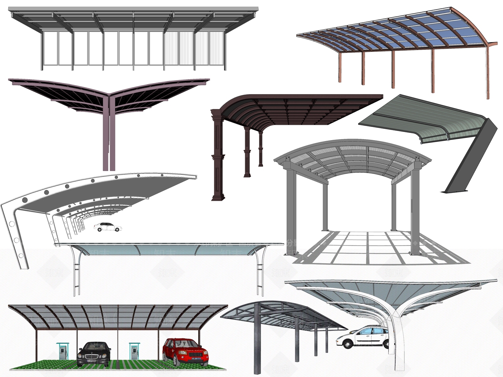 现代汽车车棚SU模型下载【ID:1106259925】