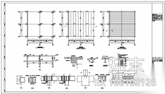 某屋面加层结构图cad施工图下载【ID:166102126】