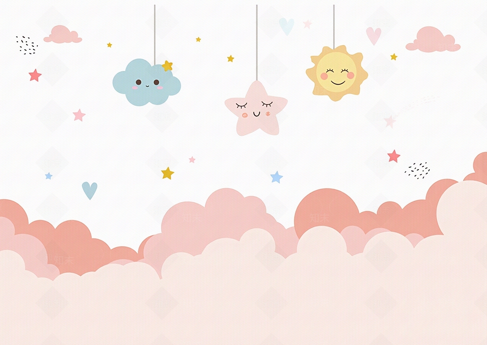 卡通儿童壁纸贴图下载【ID:1195350786】