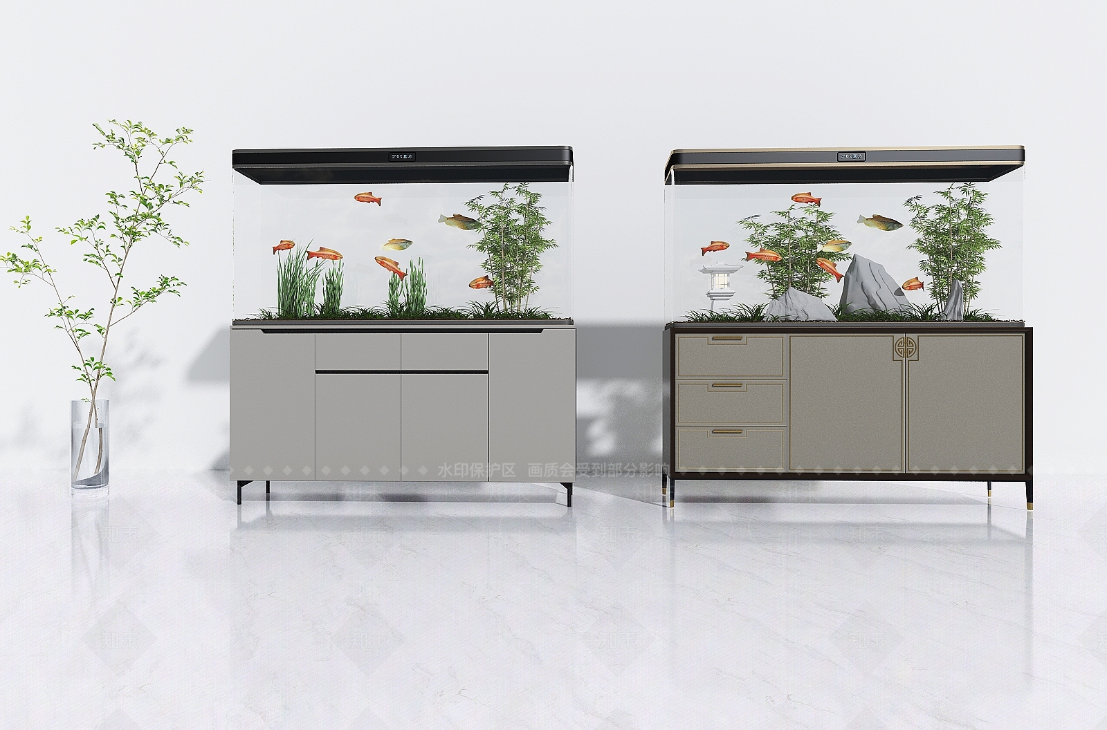 现代鱼缸水族3D模型下载【ID:1106269039】
