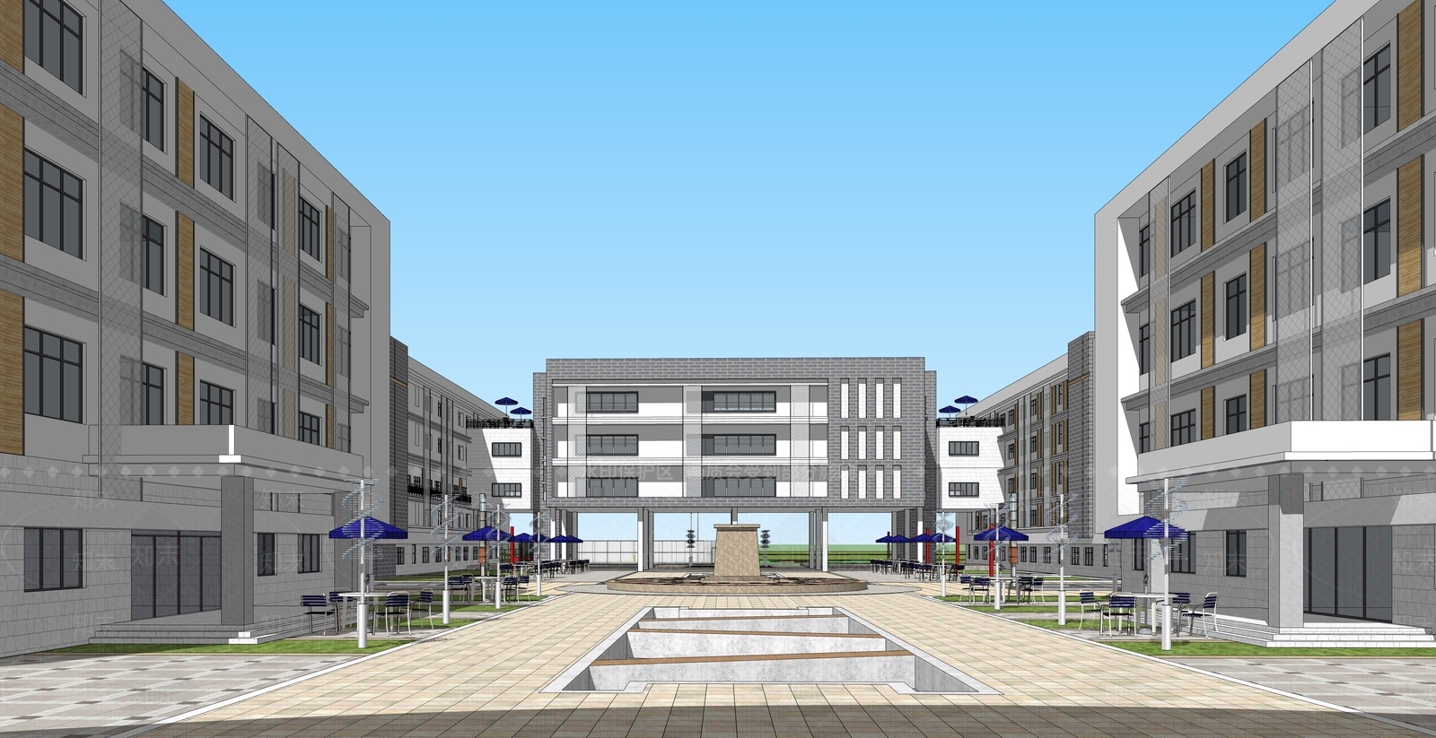 现代小学SU模型下载【ID:1106277795】