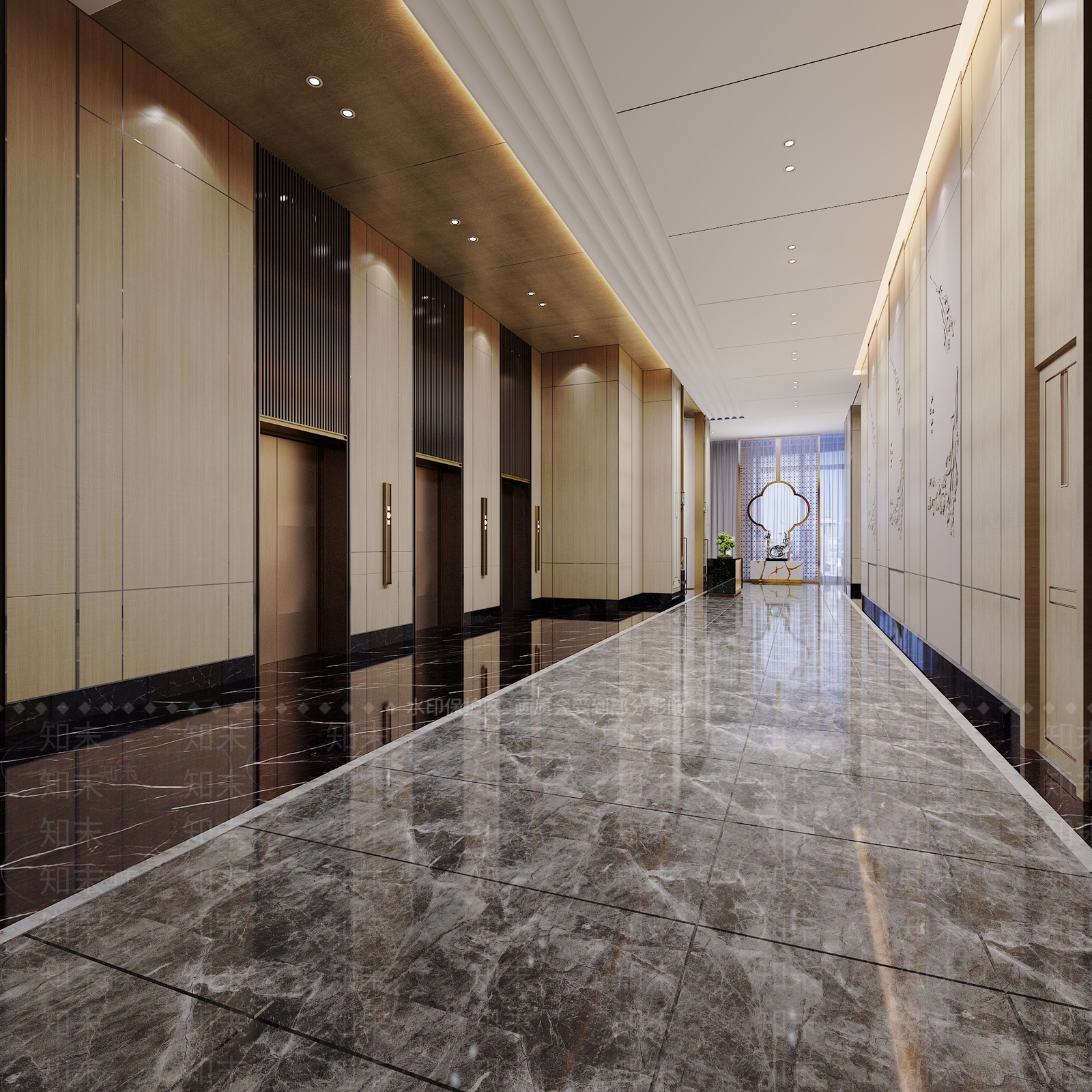 新中式酒店电梯间3D模型下载【ID:1106280600】