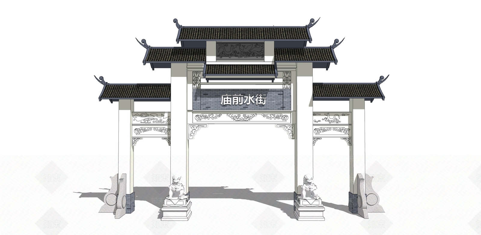中式牌坊牌楼SU模型下载【ID:1106284088】