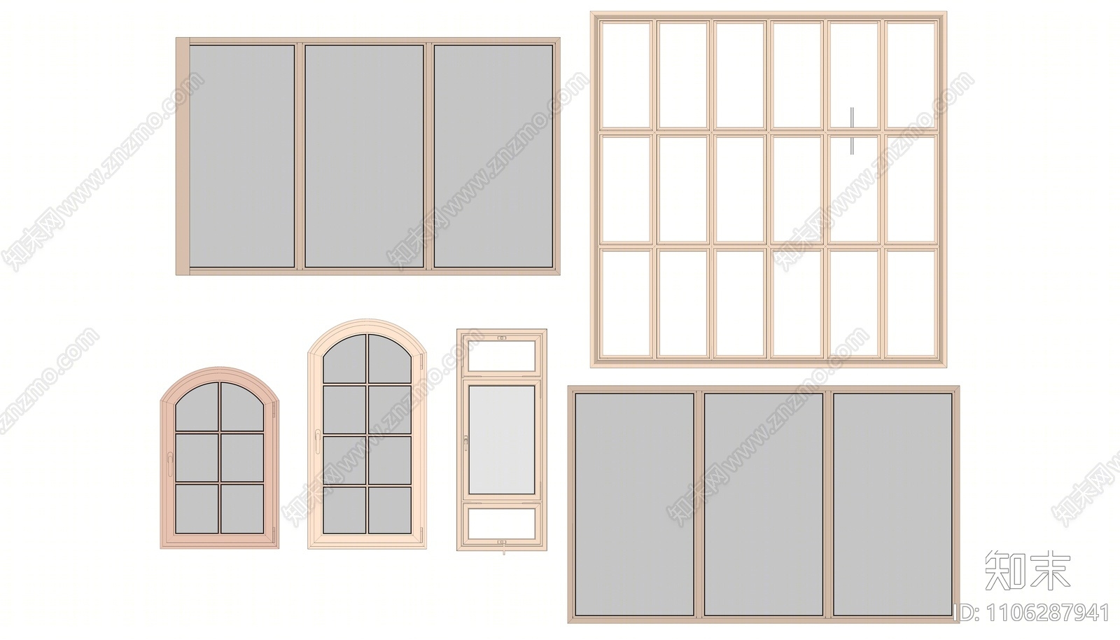 现代窗户组合SU模型下载【ID:1106287941】