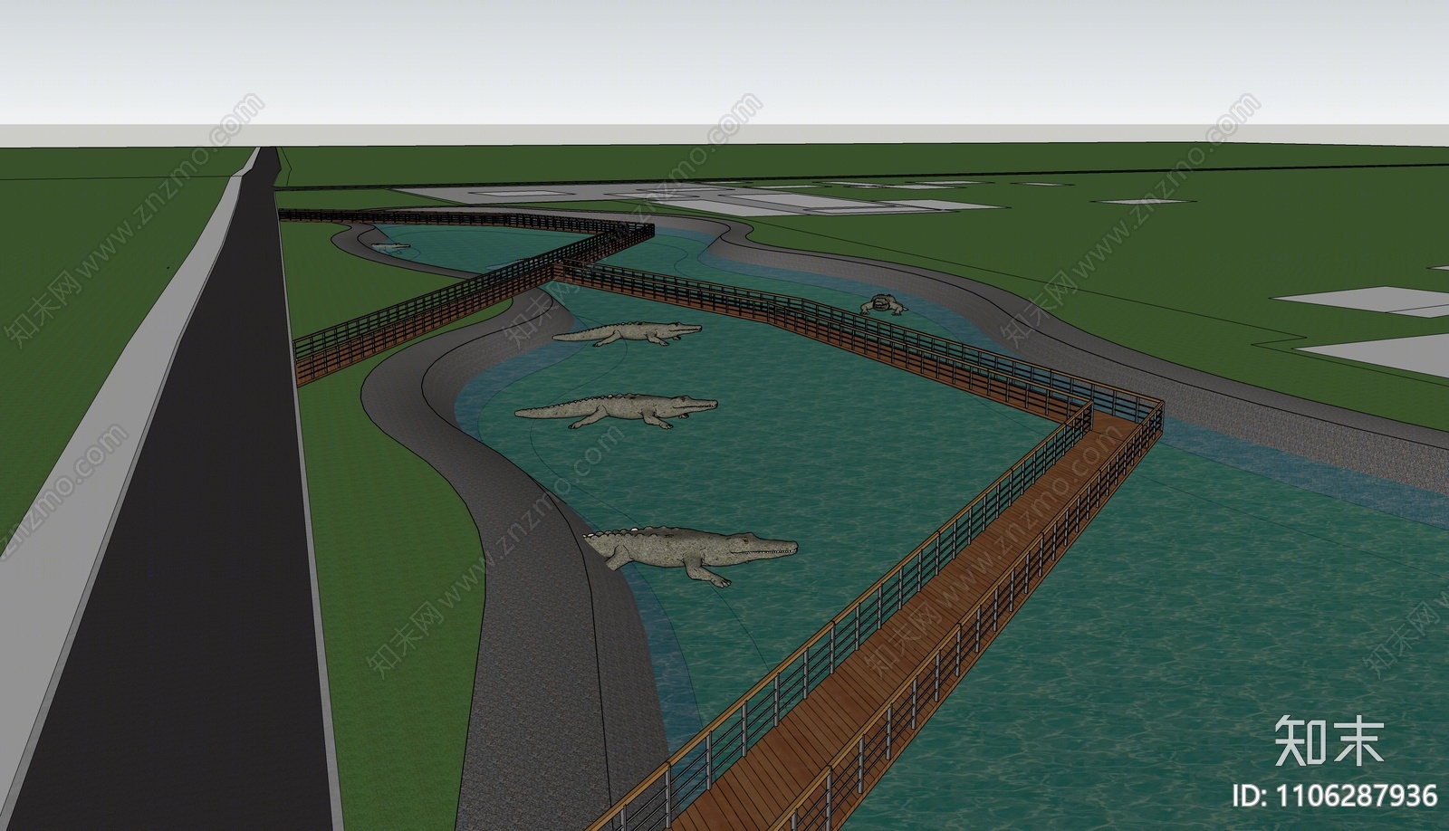 现代滨水景观SU模型下载【ID:1106287936】