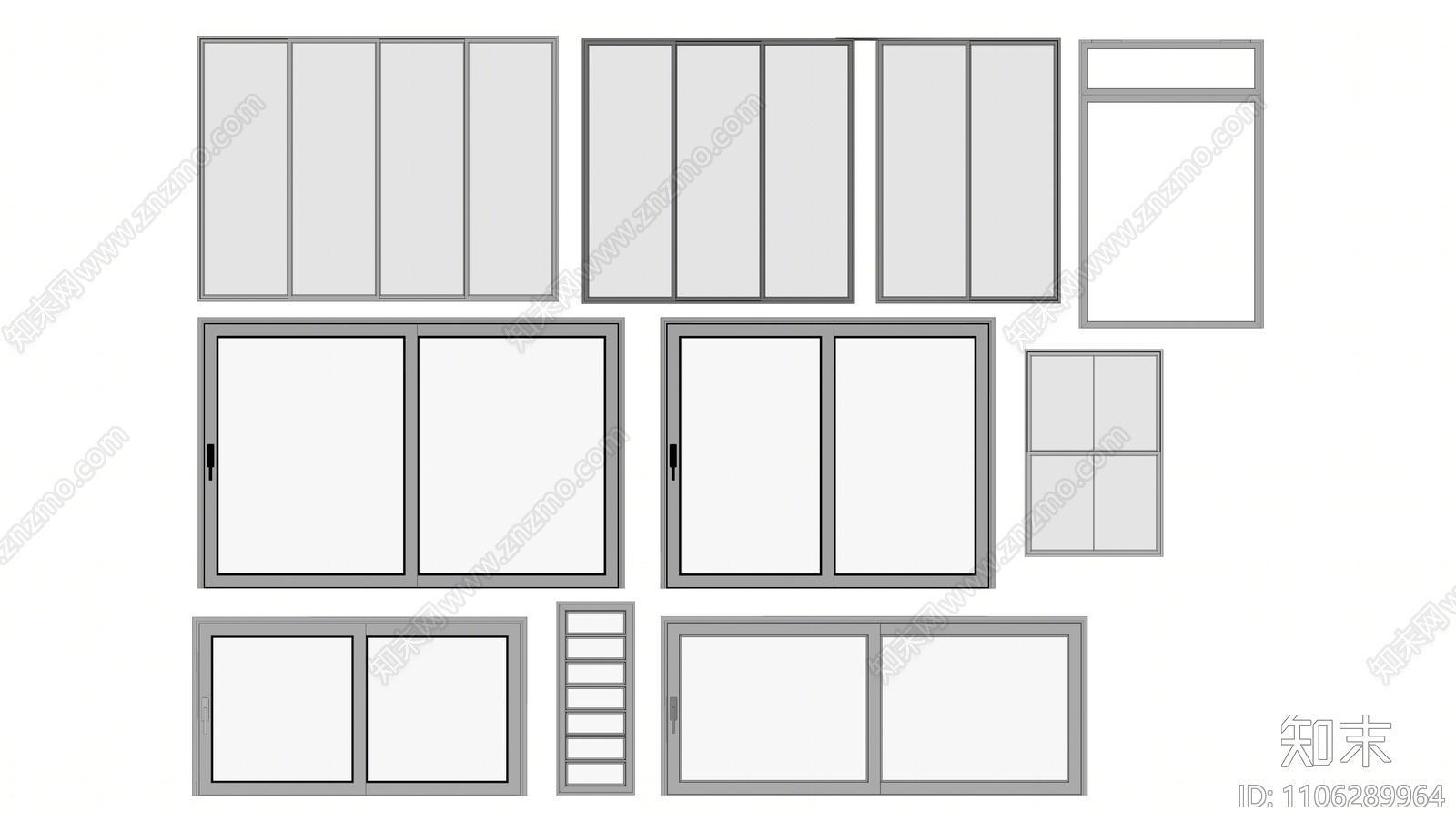 现代窗户组合SU模型下载【ID:1106289964】