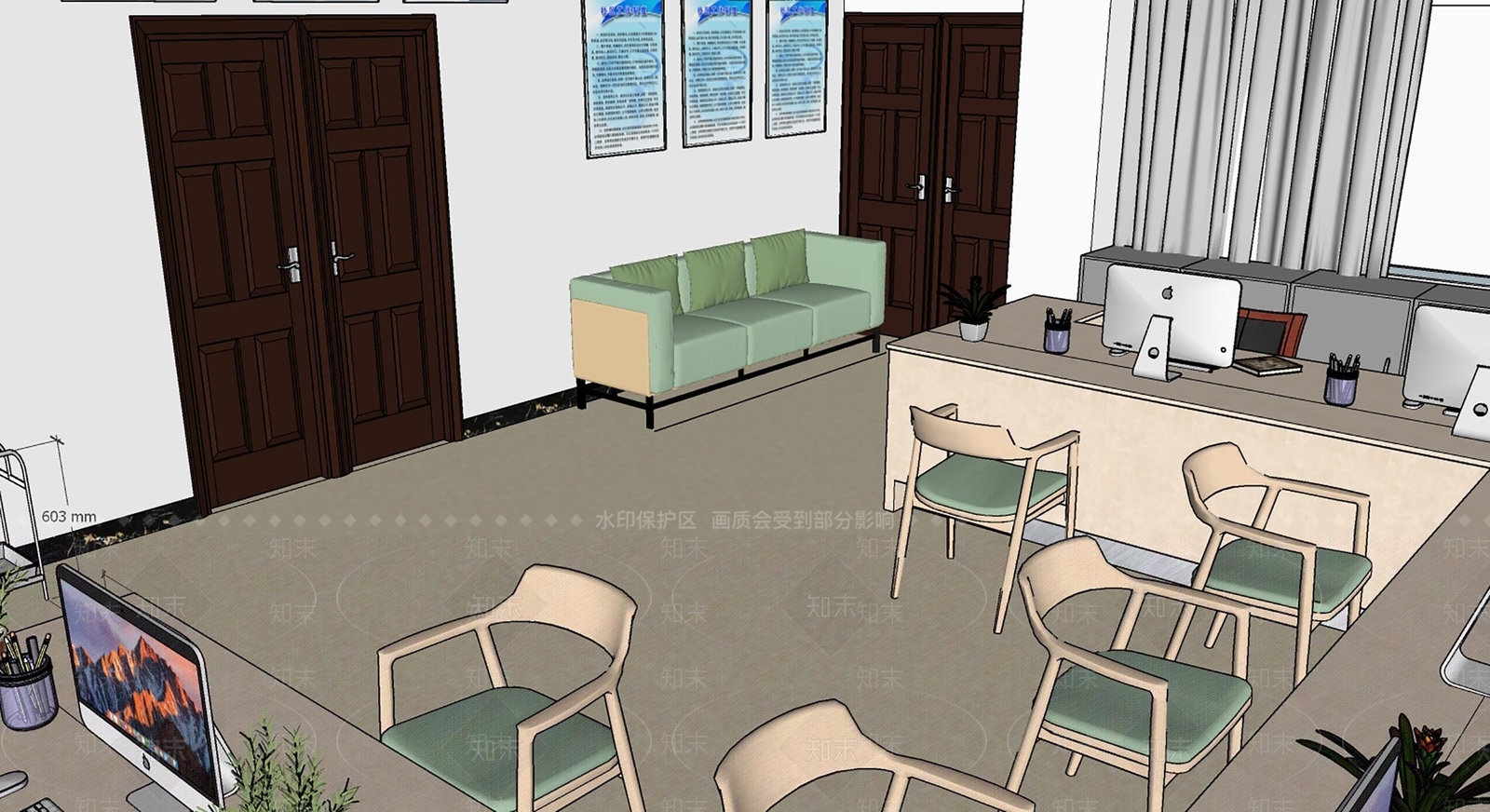 现代办事大厅SU模型下载【ID:1106292764】