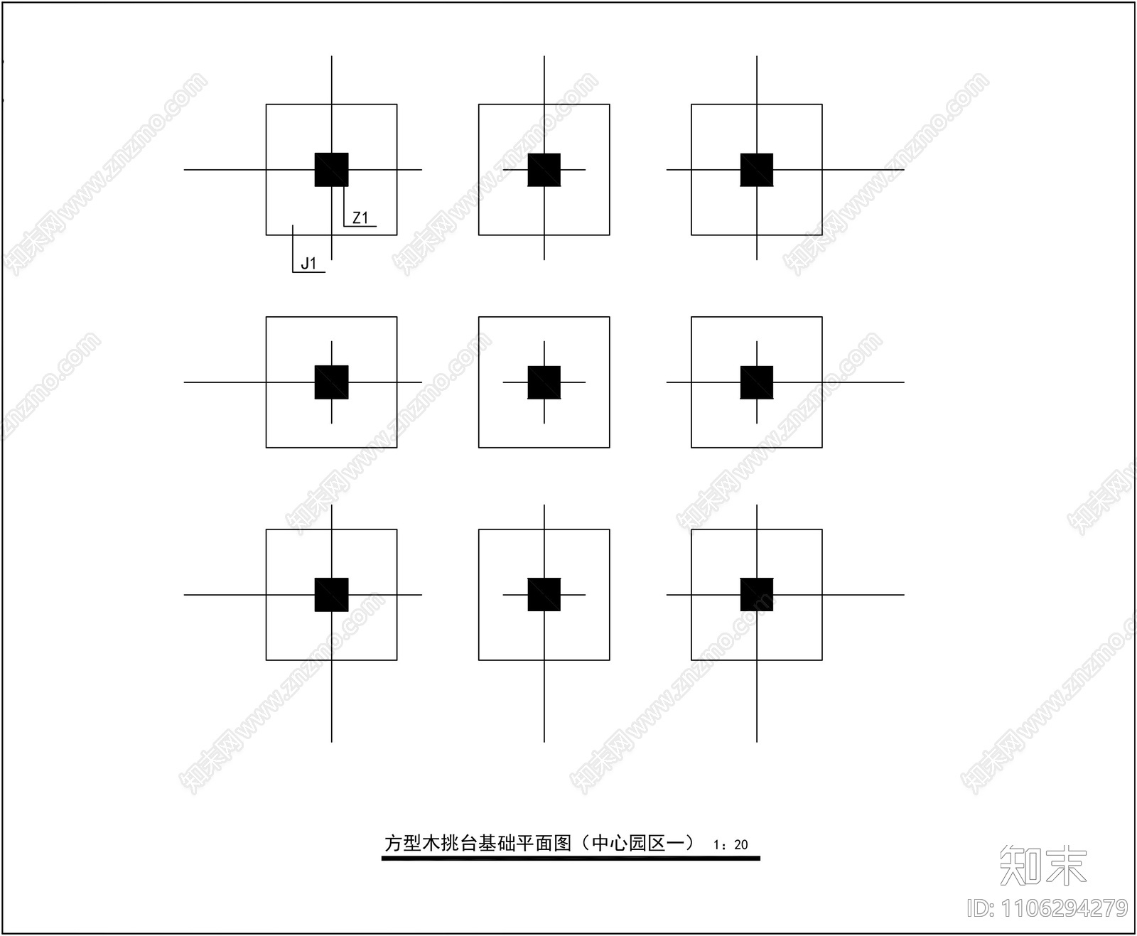 四种木平台施工图cad施工图下载【ID:1106294279】