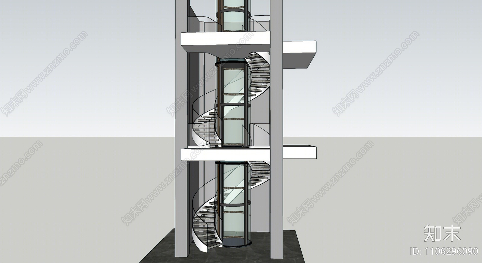 现代旋转楼梯SU模型下载【ID:1106296090】