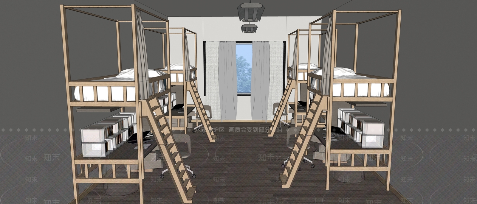 现代学校宿舍SU模型下载【ID:1106303670】