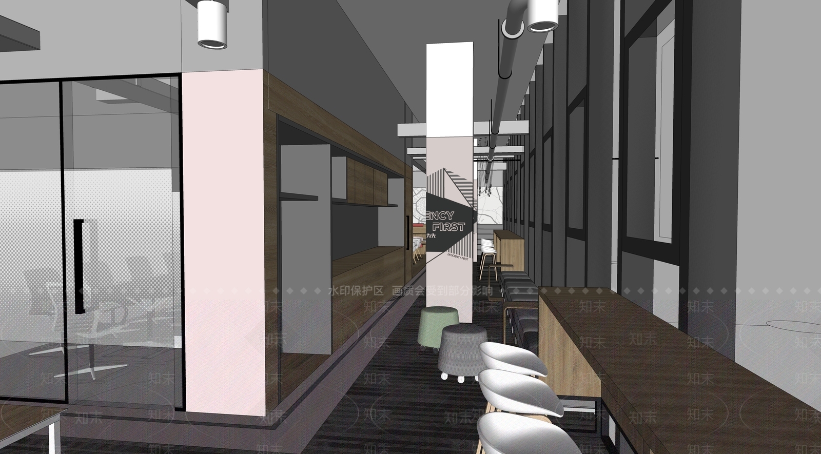 现代办公休息区SU模型下载【ID:1106304327】