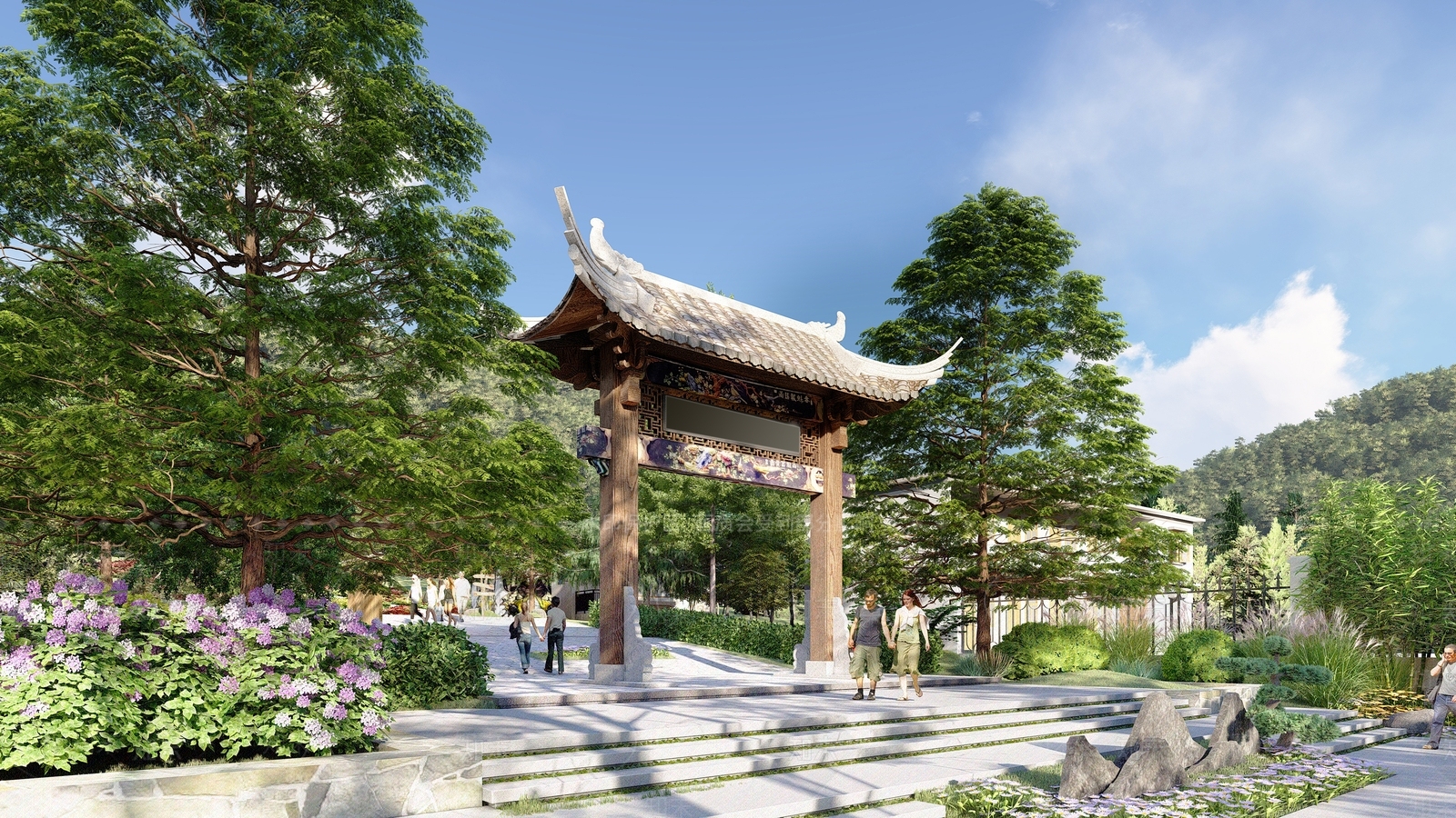 中式牌坊牌楼SU模型下载【ID:1106307000】