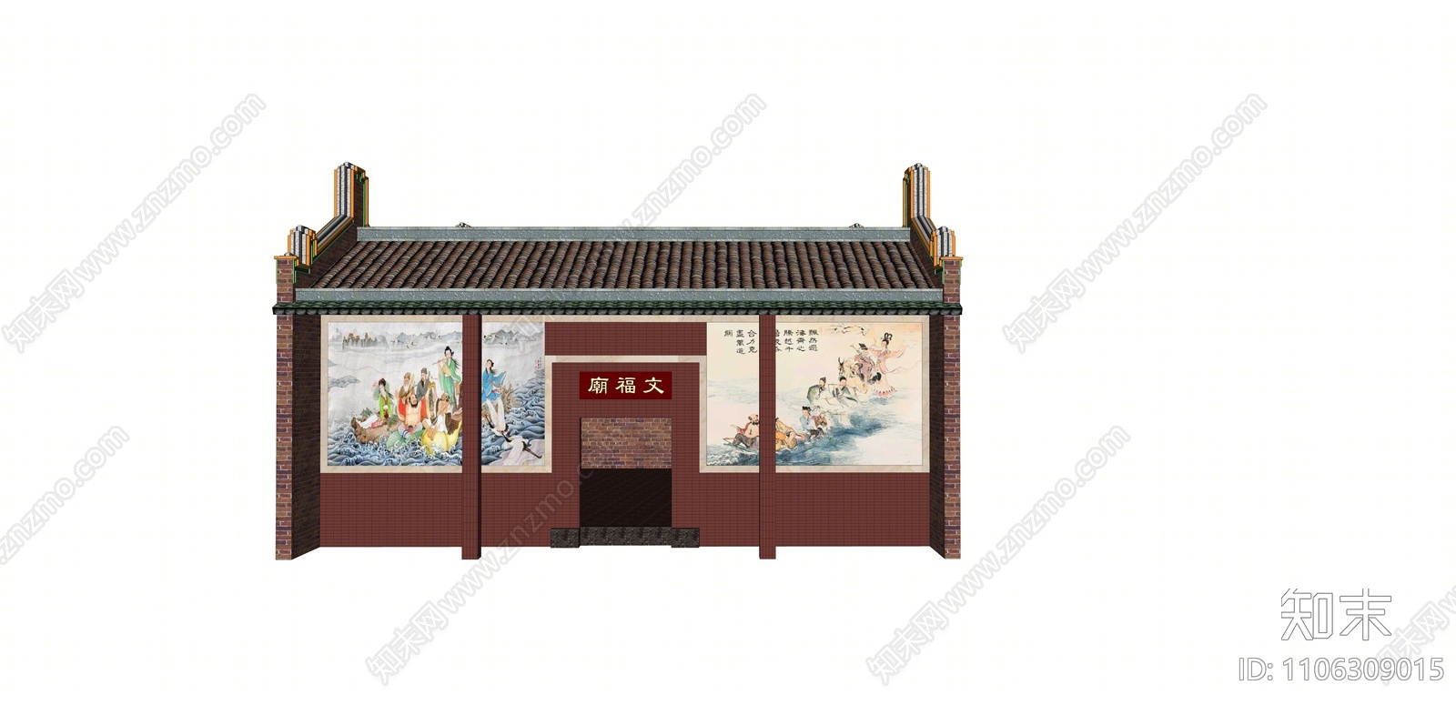 中式寺庙建筑SU模型下载【ID:1106309015】