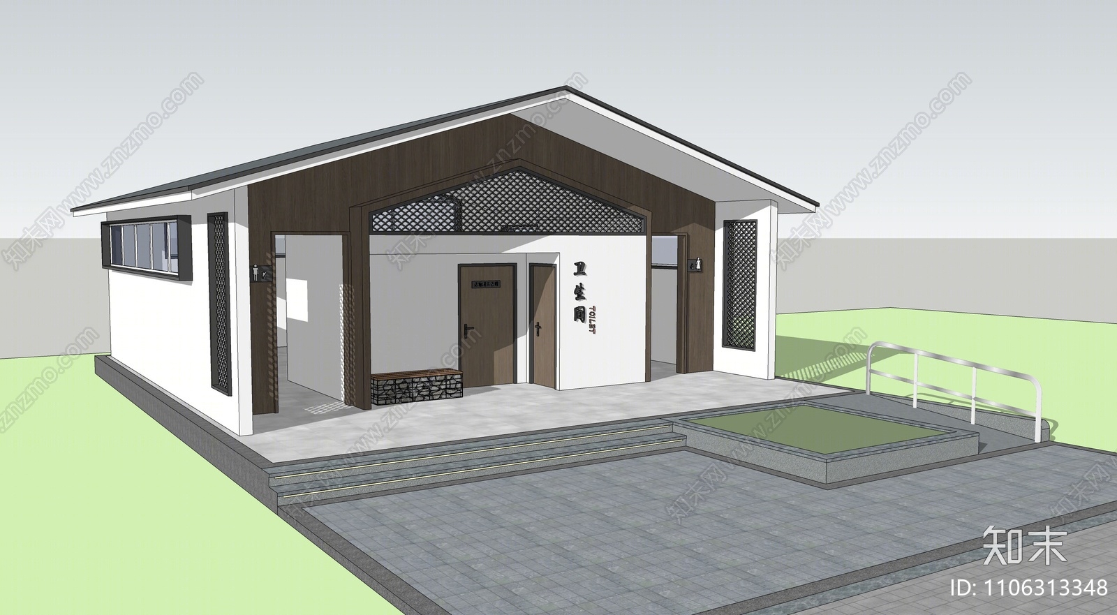 现代公共厕所SU模型下载【ID:1106313348】