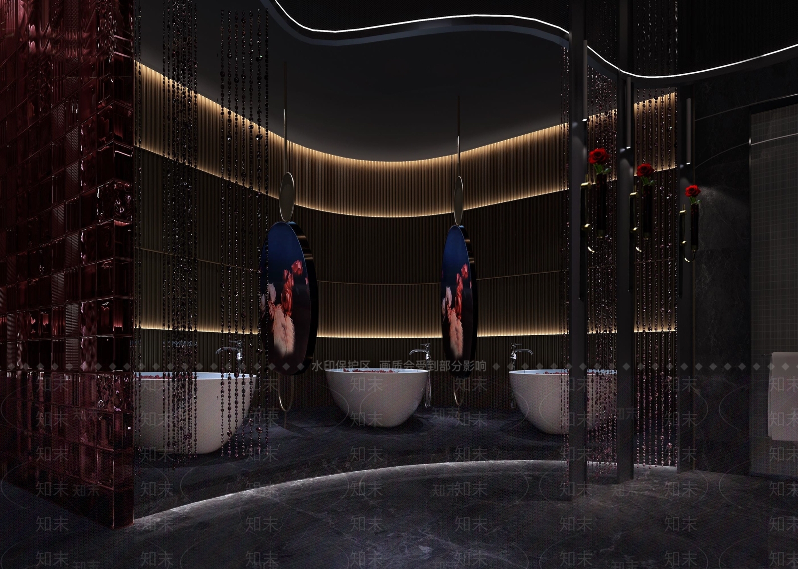 现代洗浴中心女浴室3D模型下载【ID:1106323165】