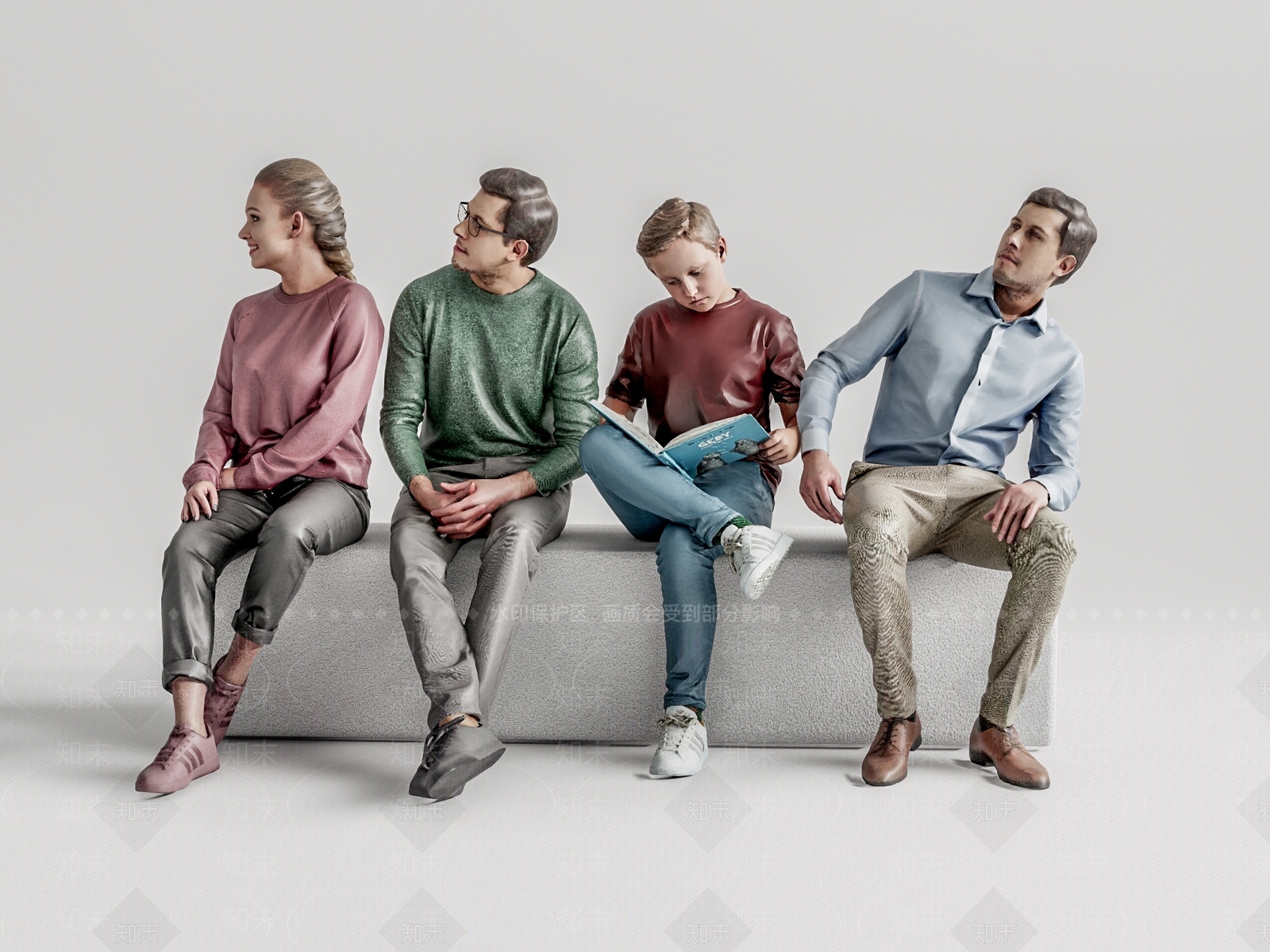 现代坐姿人物SU模型下载【ID:1106326477】