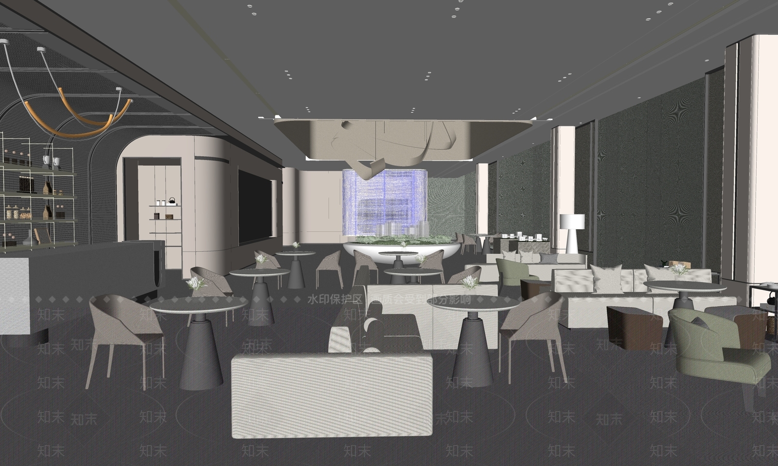 现代酒店回克厅SU模型下载【ID:1106329420】
