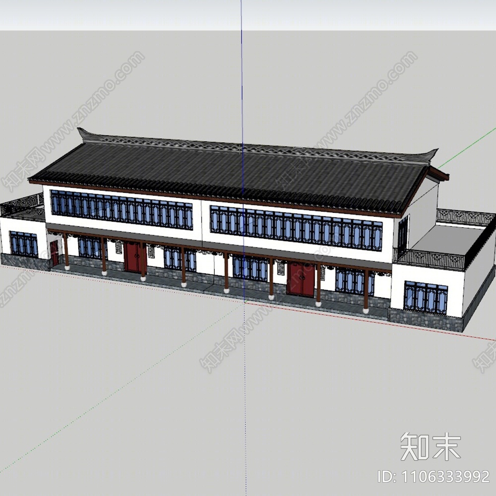 中式乡村民房SU模型下载【ID:1106333992】