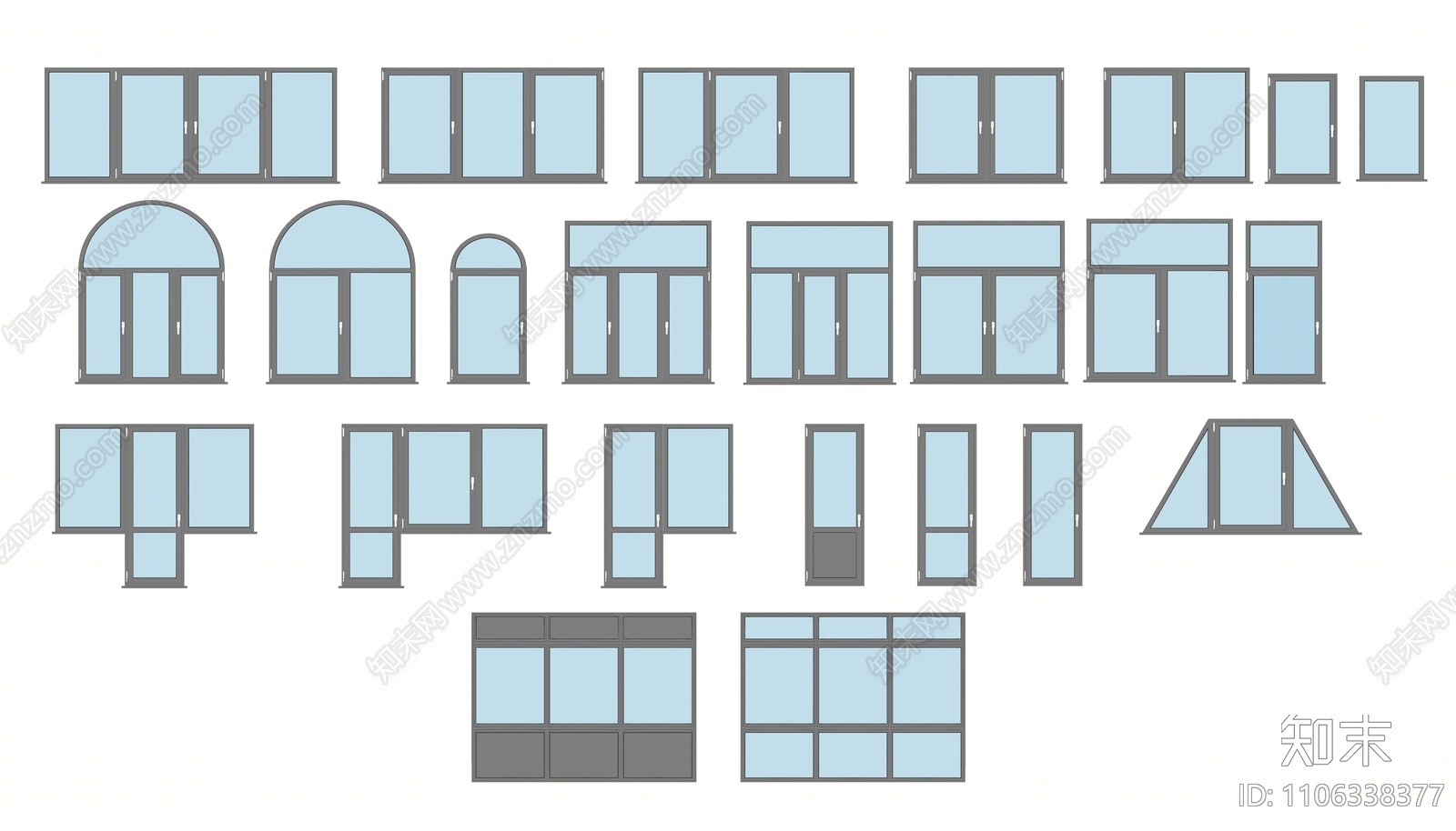现代窗户组合SU模型下载【ID:1106338377】