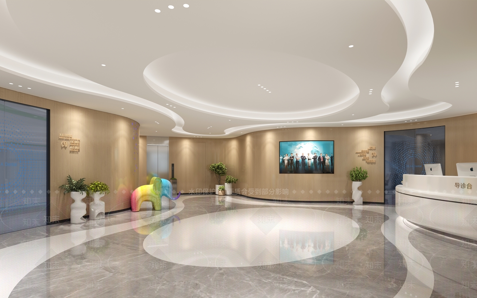 现代空腔医院导诊台3D模型下载【ID:1106344507】
