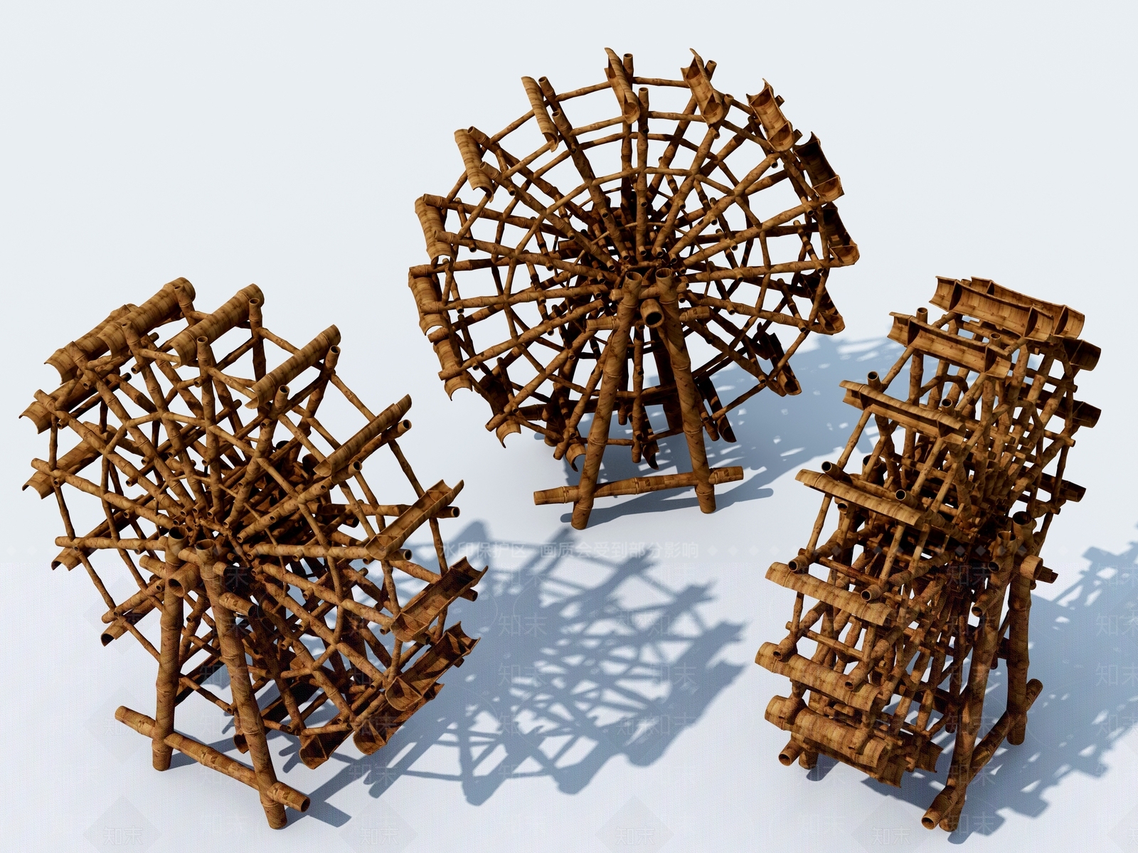现代竹水车3D模型下载【ID:1106346349】