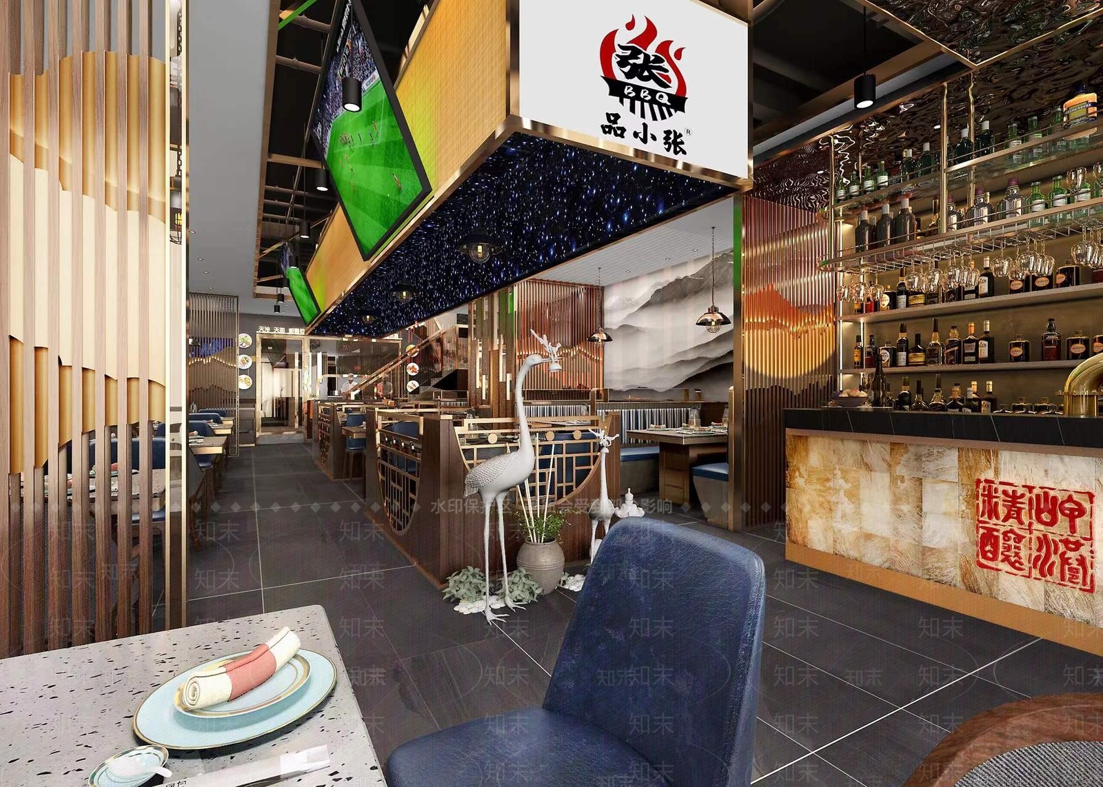 新中式烧烤店3D模型下载【ID:1106347139】