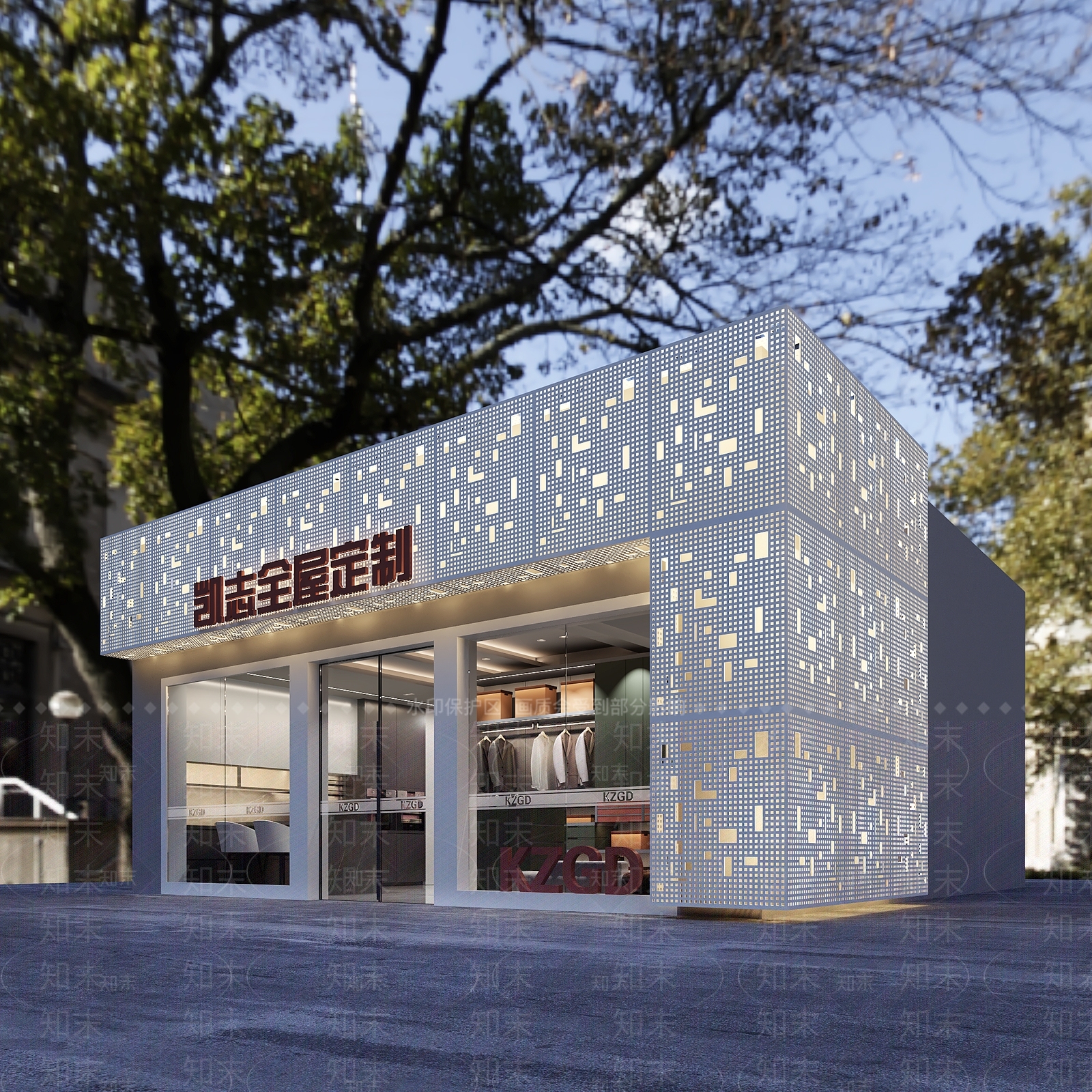 现代全屋定制展厅门头门面3D模型下载【ID:1106349674】