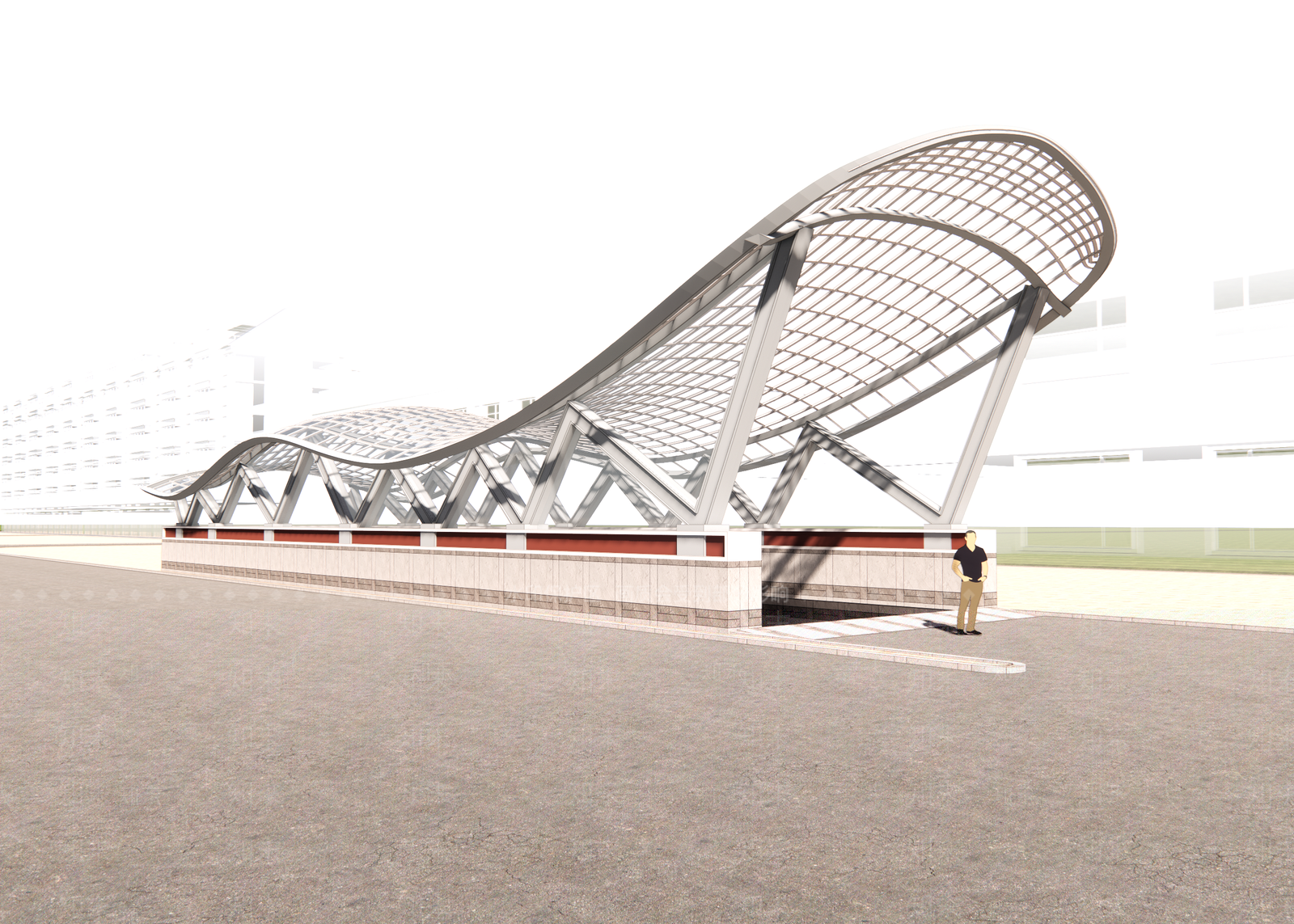 现代地铁站出入口SU模型下载【ID:1106349623】