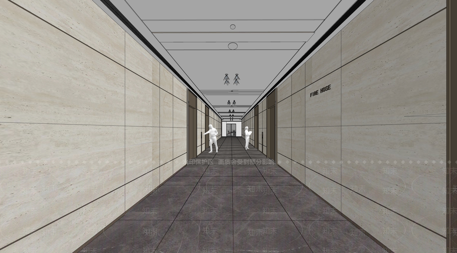 现代公司过道SU模型下载【ID:1106350270】