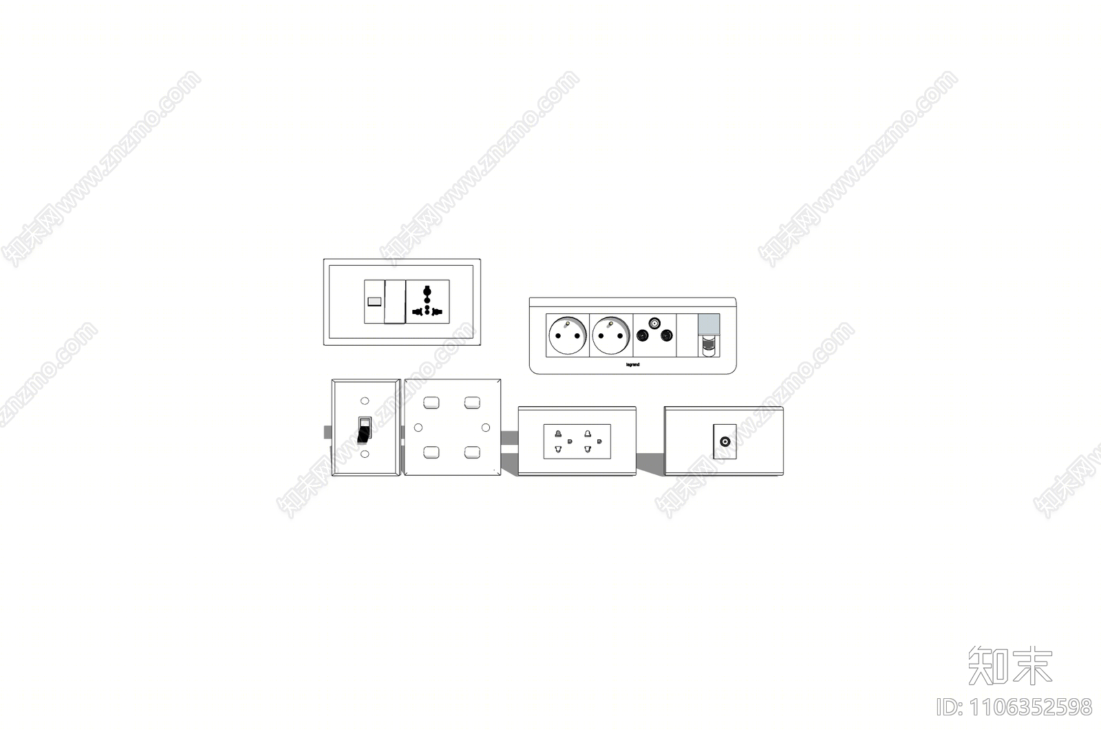 现代开关插座组合SU模型下载【ID:1106352598】