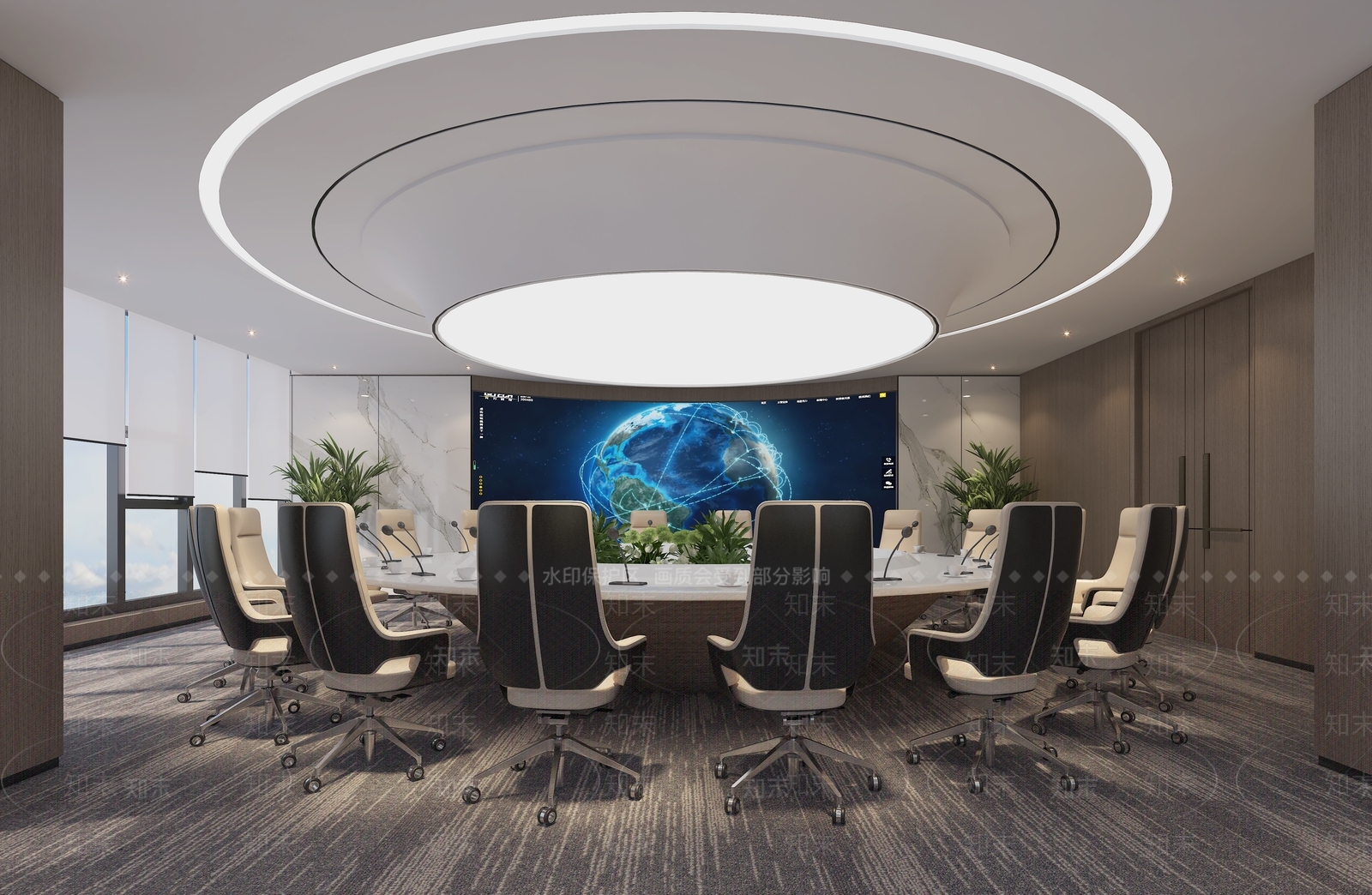 现代圆形会议室3D模型下载【ID:1106353088】